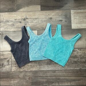 Zenana Ribbed Scoop Neck Tank Top - Aqua, Teal & Charcoal